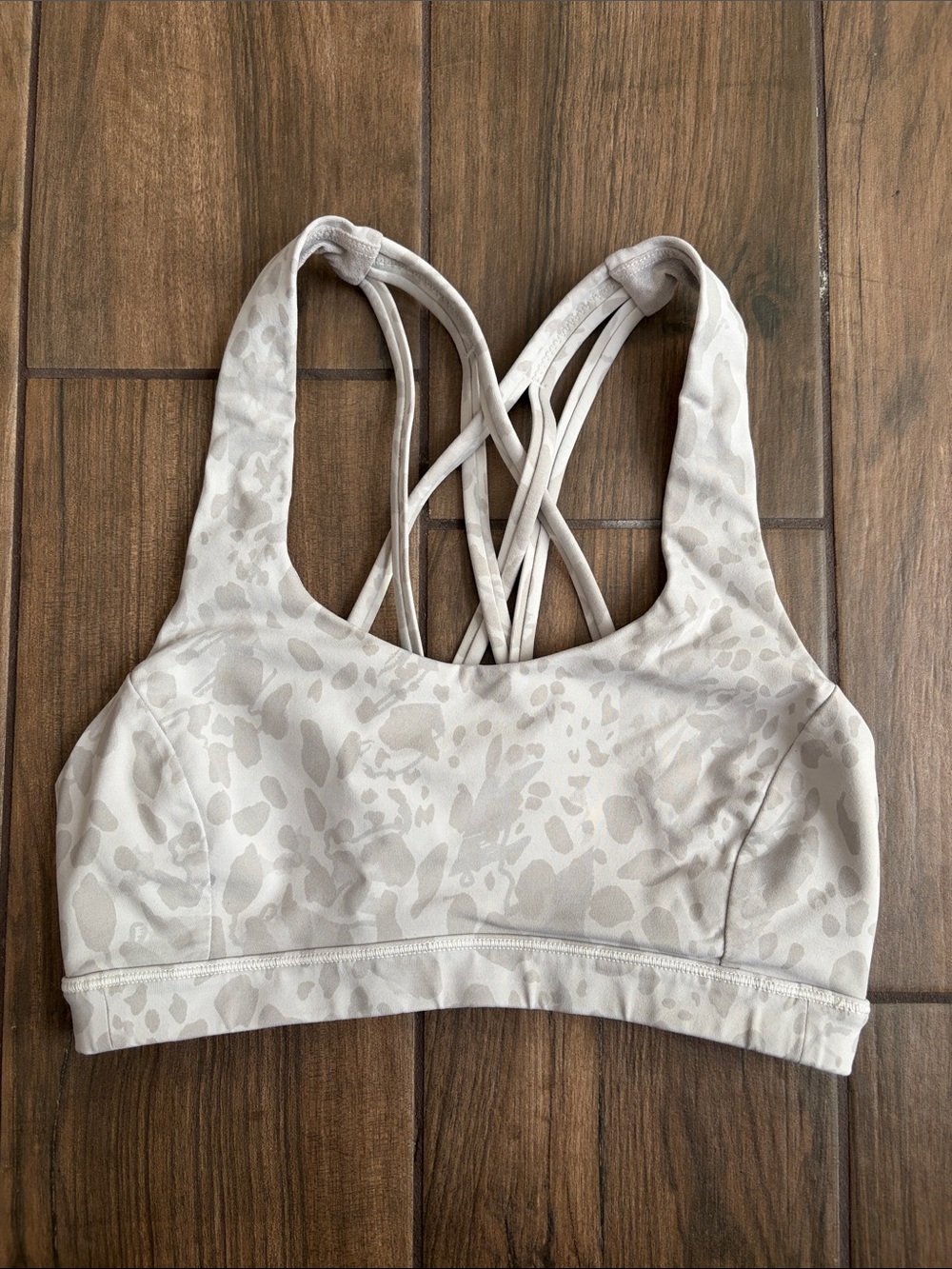 Lululemon Light Taupe Animal-Print Strappy Sports Bra